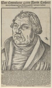 The German multi talent Lucas Cranach the Elder, was a Renaissance painter, woodcut printmaker and engraver who used these state of the art methods of his time to produce merchandise on a large industrial scale. His most famous portrait was the famous historical figure of Martin Luther.