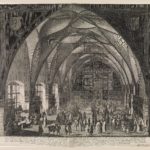 The first trade shows took place in Europe e.g. in Champagne France, Frankfurt Germany and Stourbridge UK. The fair in the image shown is a later example from Aegidius Sadeler II and was painted in 1607. The picture is showing the interior view of Vladislav Hall at Prague Castle during the Annual Fair. Aegidius Sadeler II