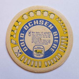 Gold Ochsen Brewerie Coaster Ulm Germany from 1966