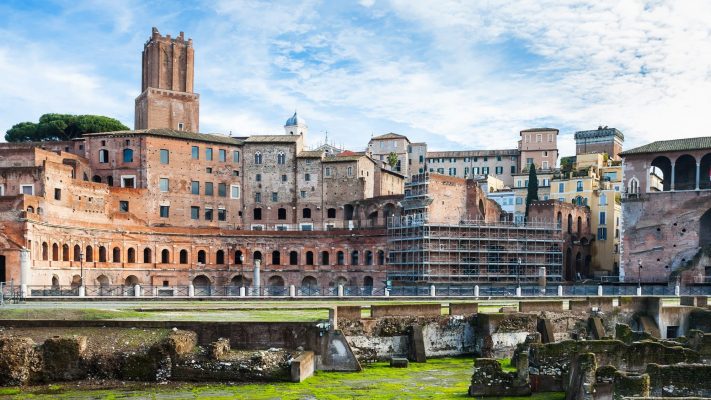 ancient ruins of trajan's market in roman forum